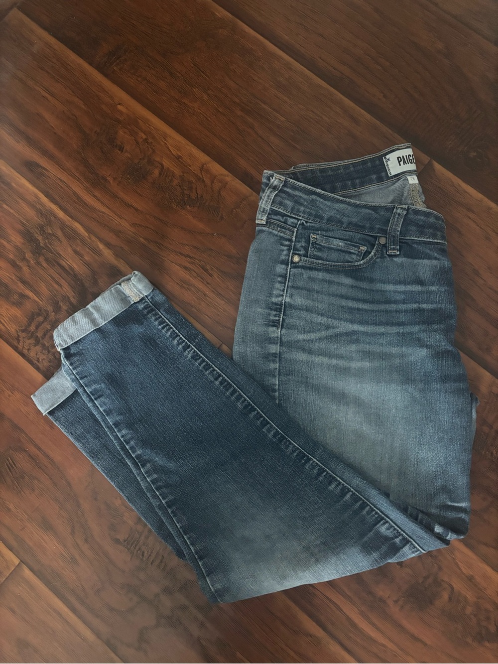 PAIGE Women's Skinny Jeans — Medium to Dark Blue Wash